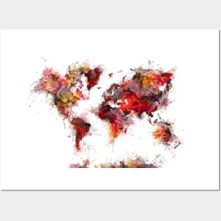 world map red Posters and Art